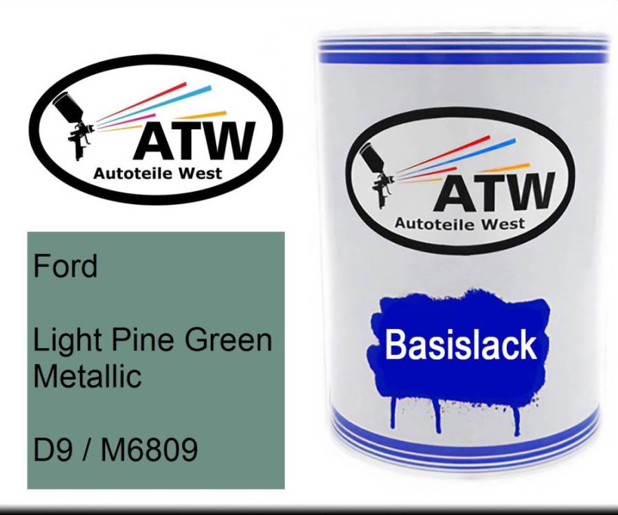 Ford, Light Pine Green Metallic, D9 / M6809: 500ml Lackdose, von ATW Autoteile West.